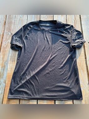 Men's RUNNING Activewear T-Shirt Size 2XL Black Short Sleeve Mesh Polyester Crew